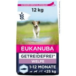 EUKANUBA Nourriture Pour Chiots Sans Céréales Pour Les Races De Petite Et Moyenne Taille 12 kg