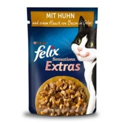 Felix Sensations Extras Gelees 26 X 85 G Au Poulet Et Une Touche De Bacon