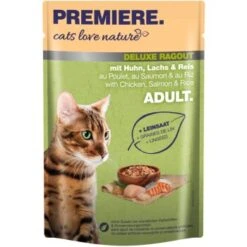 PREMIERE Cats Love Nature Deluxe Ragoût Avec Du  poulet, Saumon Et Riz 24x100 G