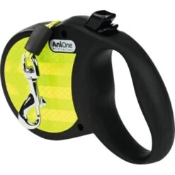 AniOne Laisse à Enrouleur Reflect Noir/jaune S