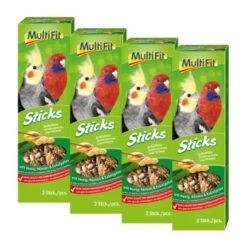 MultiFit Sticks Pour Grands Perroquets En Lot De 4 X 2 Miel Et Noix